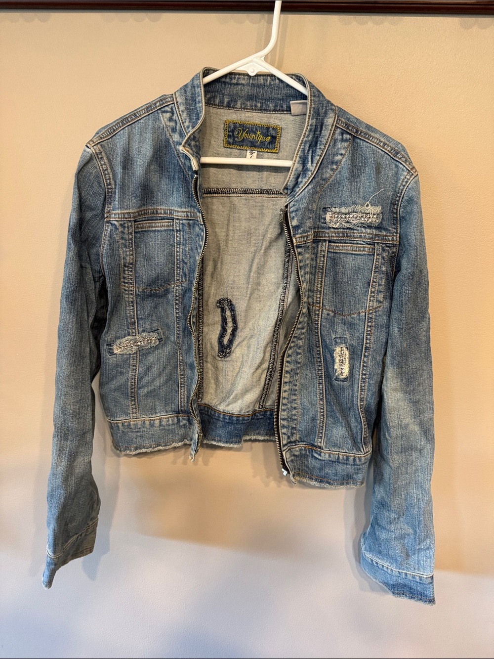 Younique Light Blue Distressed Jean Jacket